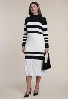 Striped Trumpet Sweater Maxi Dress