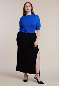 Colorblocked Elbow-Sleeve Maxi Dress