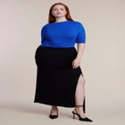 Colorblocked Elbow-Sleeve Maxi Dress image number 0