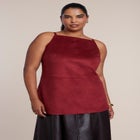 Faux Suede & Faux Leather Combo Maxi Dress image number 2