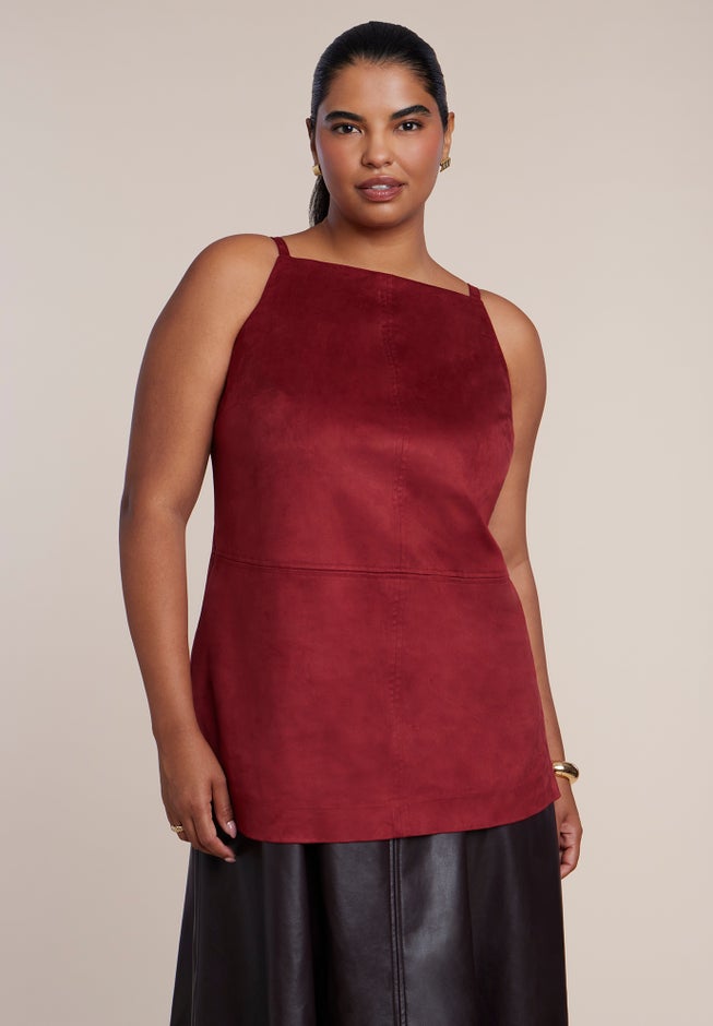 Faux Suede & Faux Leather Combo Maxi Dress image number 2
