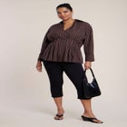 Pleated Striped Poplin Top image number 2