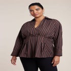Pleated Striped Poplin Top image number 0