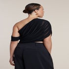 Semi-Sheer Twisted One-Shoulder Top image number null