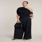 Semi-Sheer Twisted One-Shoulder Top image number null