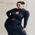 Open Neck Metallic Cable Knit Sweater image number 0