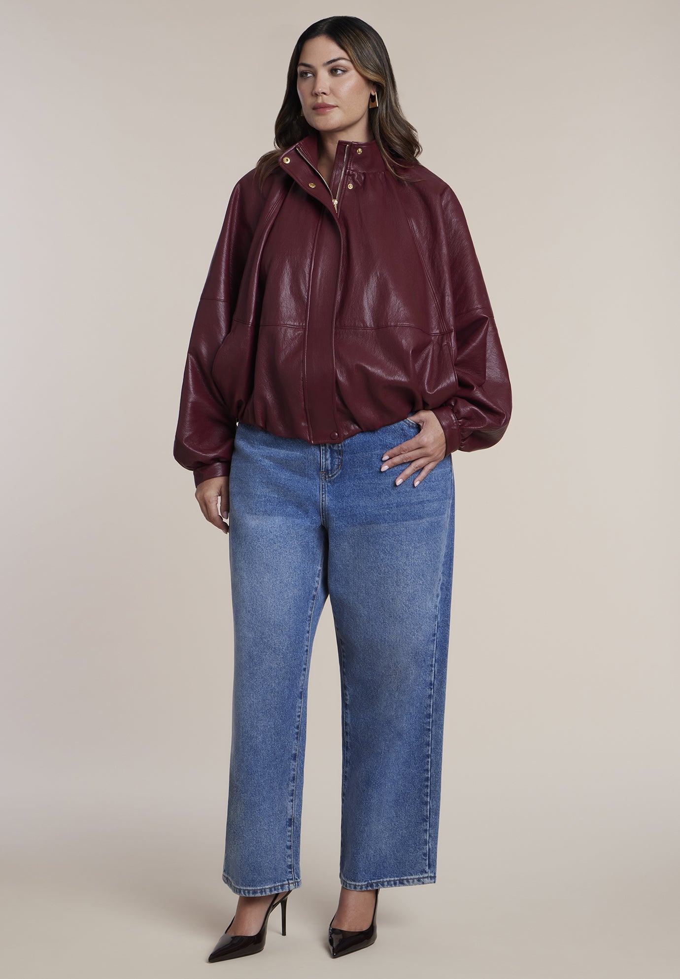 Faux Leather Cocoon Jacket image number 2