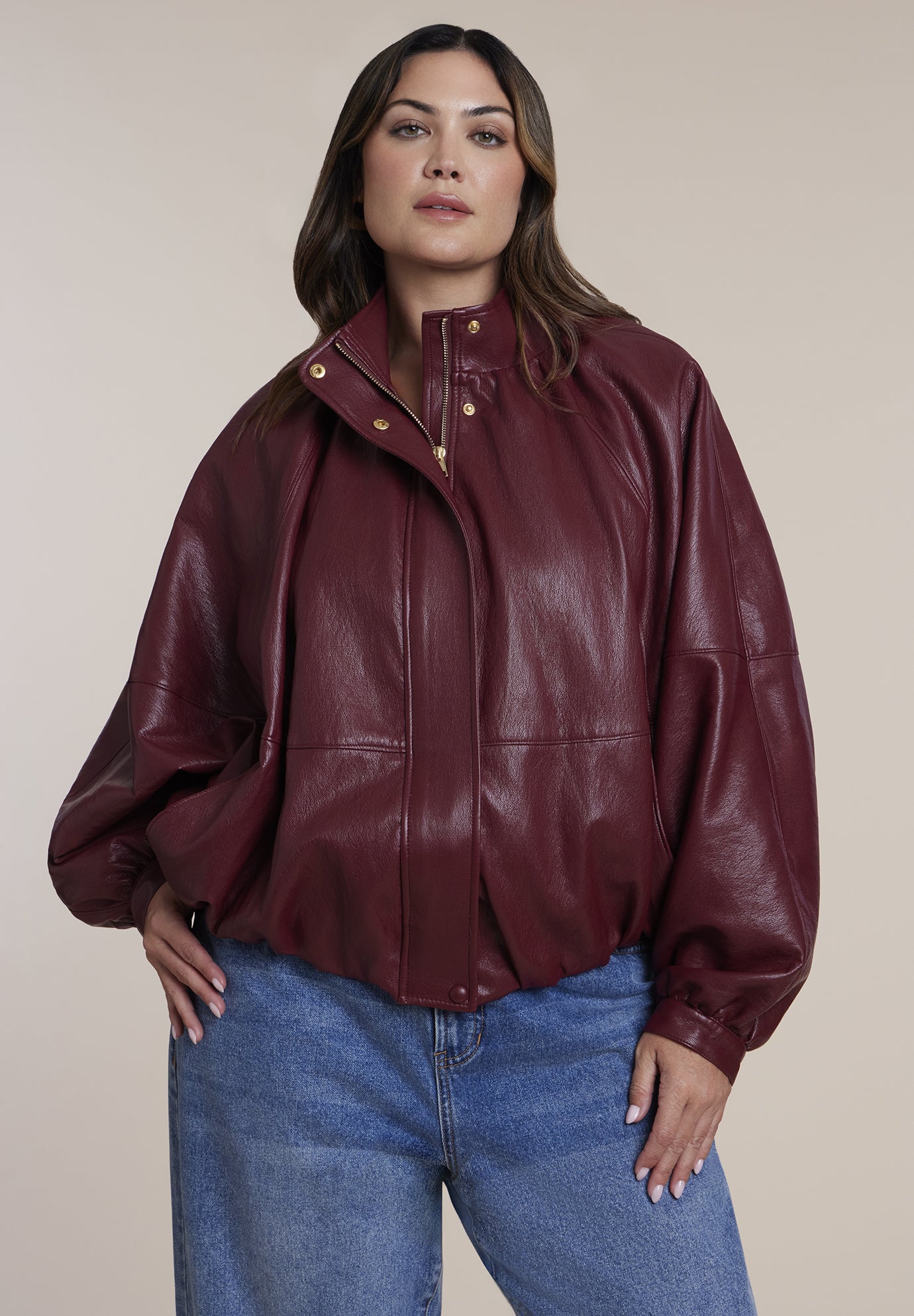Faux Leather Cocoon Jacket image number 0