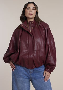 Faux Leather Cocoon Jacket