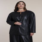 Button Detail Faux Leather Jacket image number 1