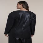 Button Detail Faux Leather Jacket image number 2