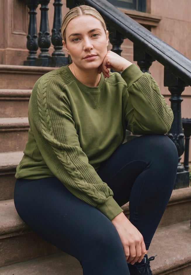 French Terry Cable Textured Pullover image number 1