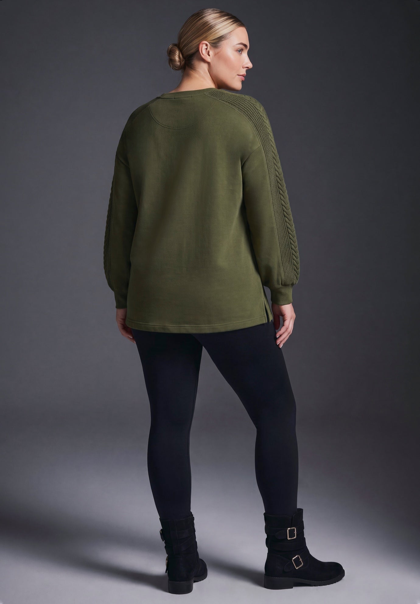 French Terry Cable Textured Pullover image number 2