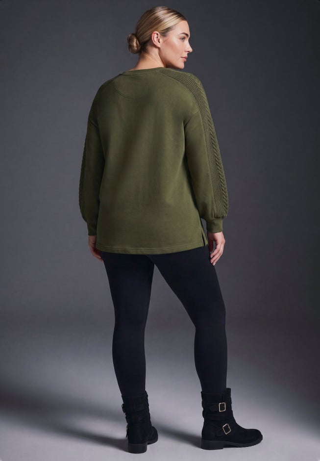 French Terry Cable Textured Pullover image number 2