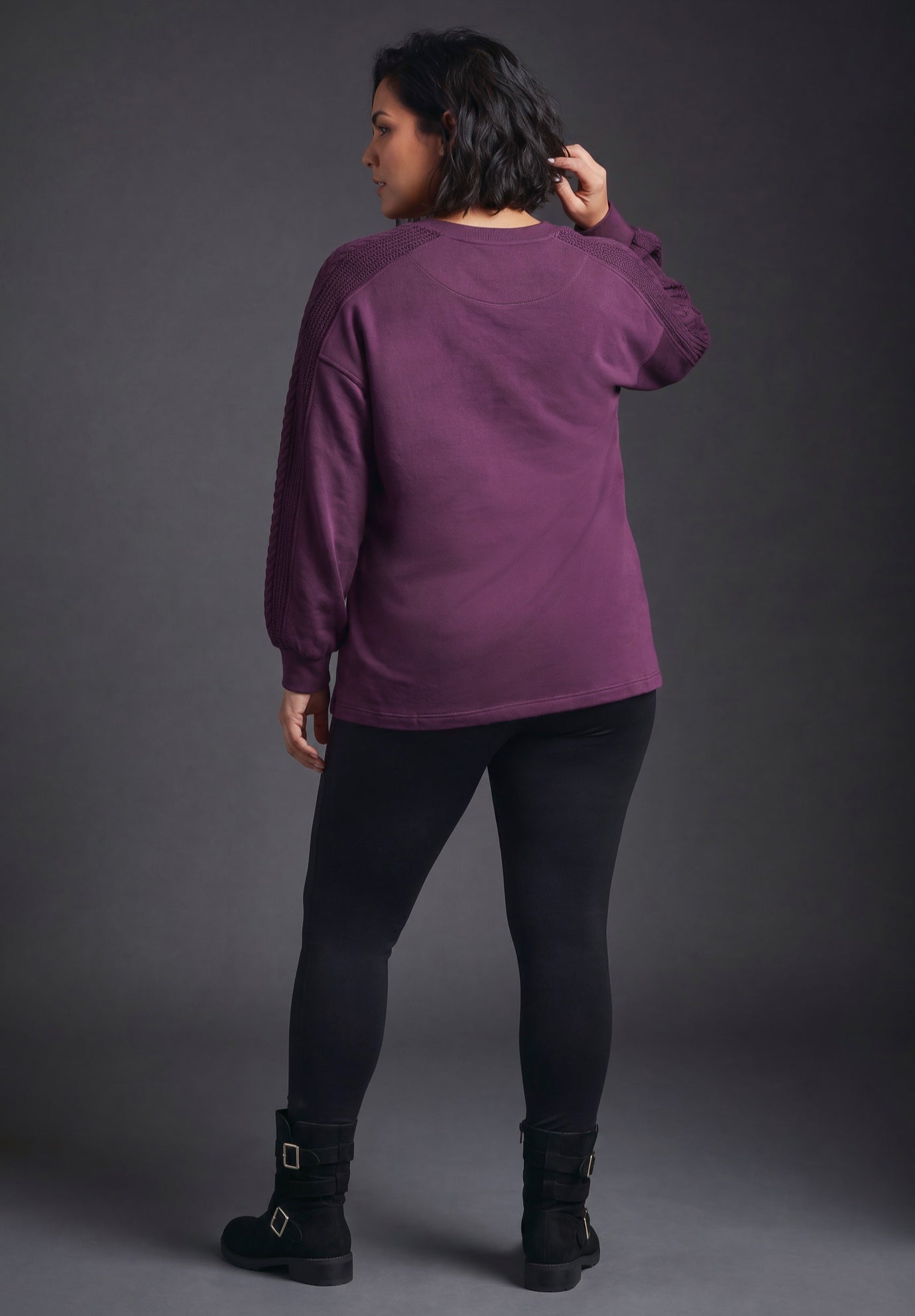 French Terry Cable Textured Pullover image number 1