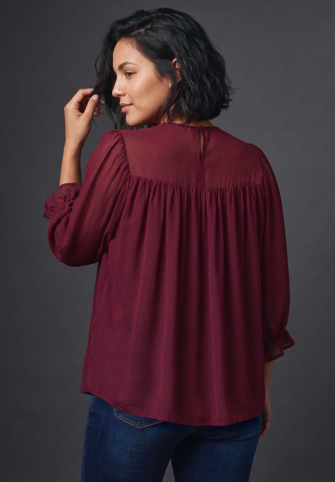 Gathered Sheer Blouse image number 1