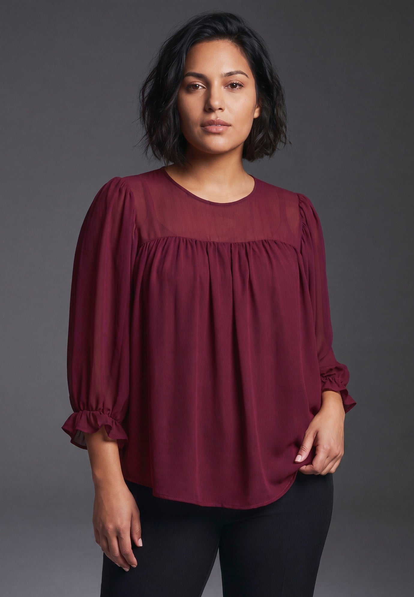 Gathered Sheer Blouse image number 0