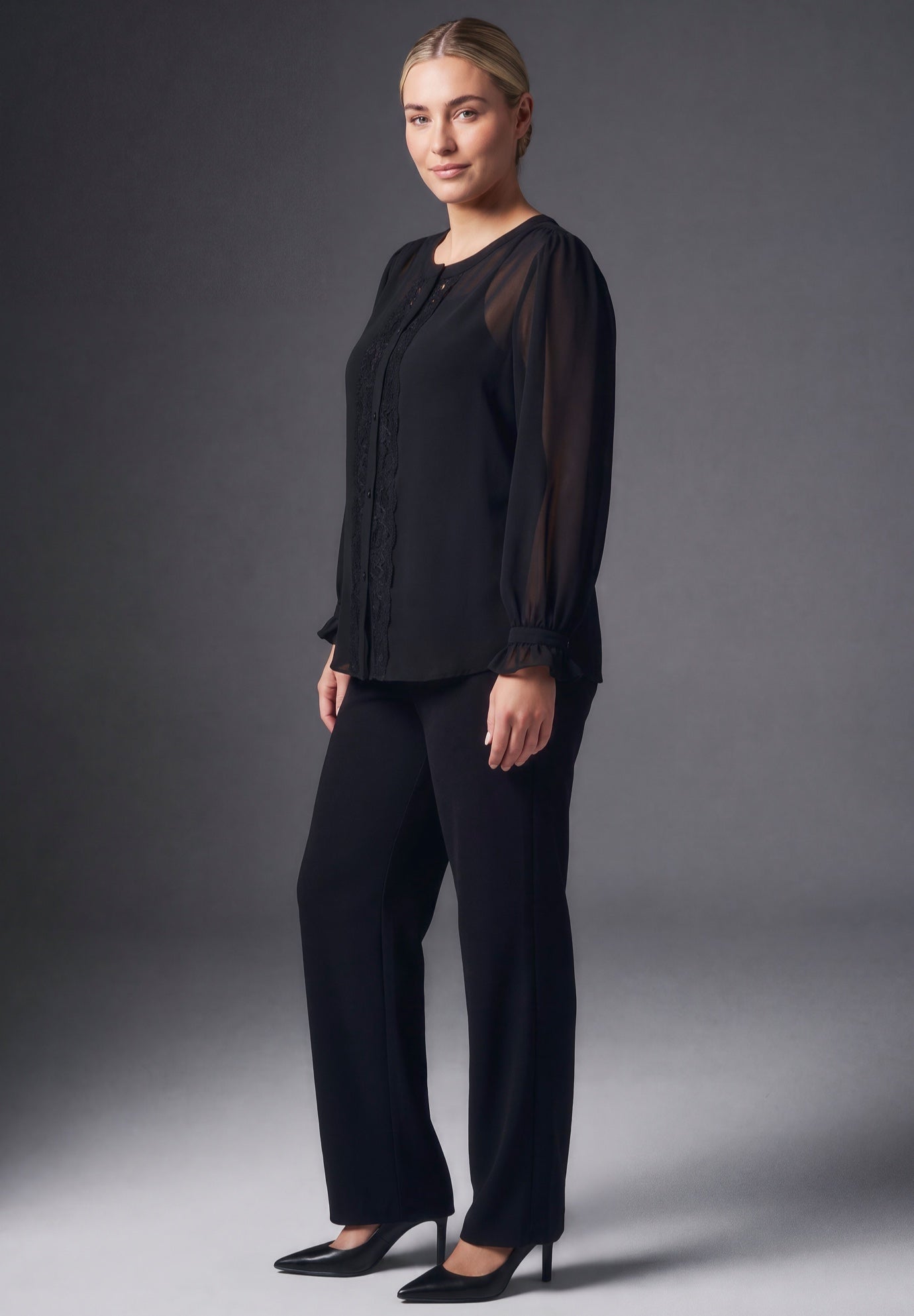 Liliana Lace Front Blouse image number 2