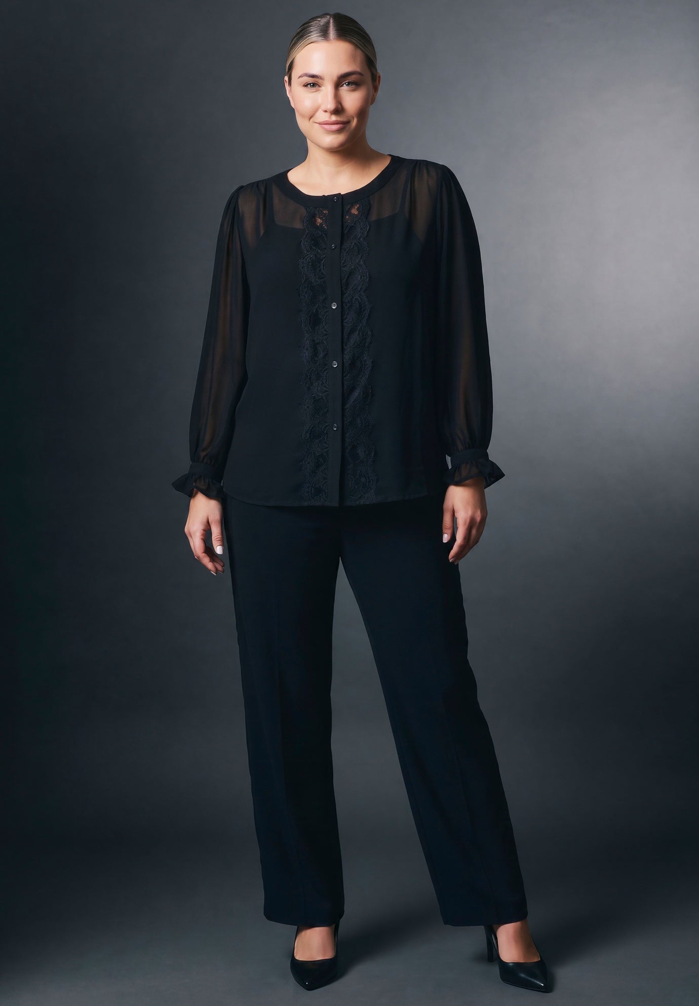 Liliana Lace Front Blouse image number 0