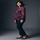 Lorissa Lurex Stripe Neck Tie Blouse image number 2