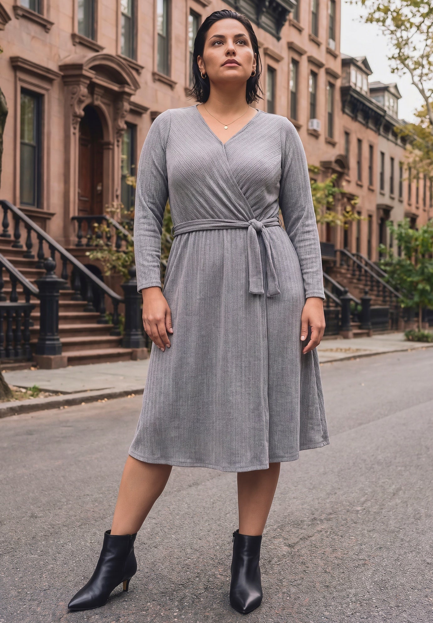 Rosalind Faux Wrap Knit Dress image number 0