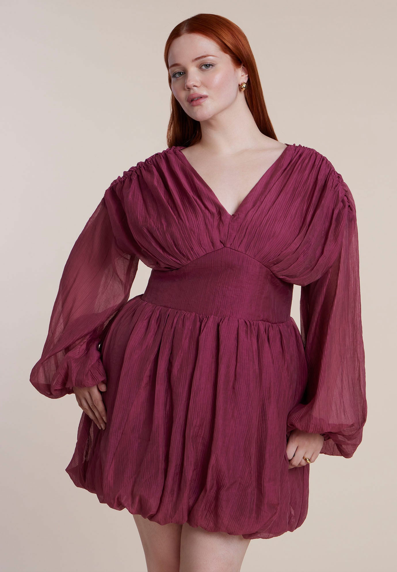 Corset-Waist Bubble Mini Dress image number 3