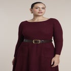 Belted Ribbed Sweater Maxi Dress image number 2