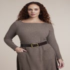 Belted Ribbed Sweater Maxi Dress image number 2