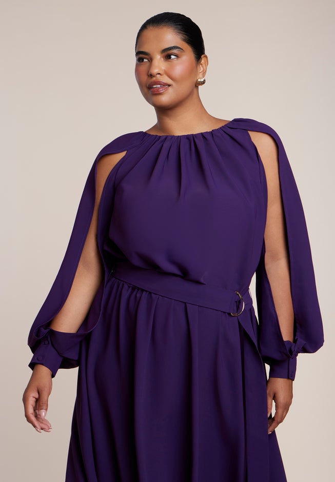 Sleeve Detail Belted Maxi Dress image number 2