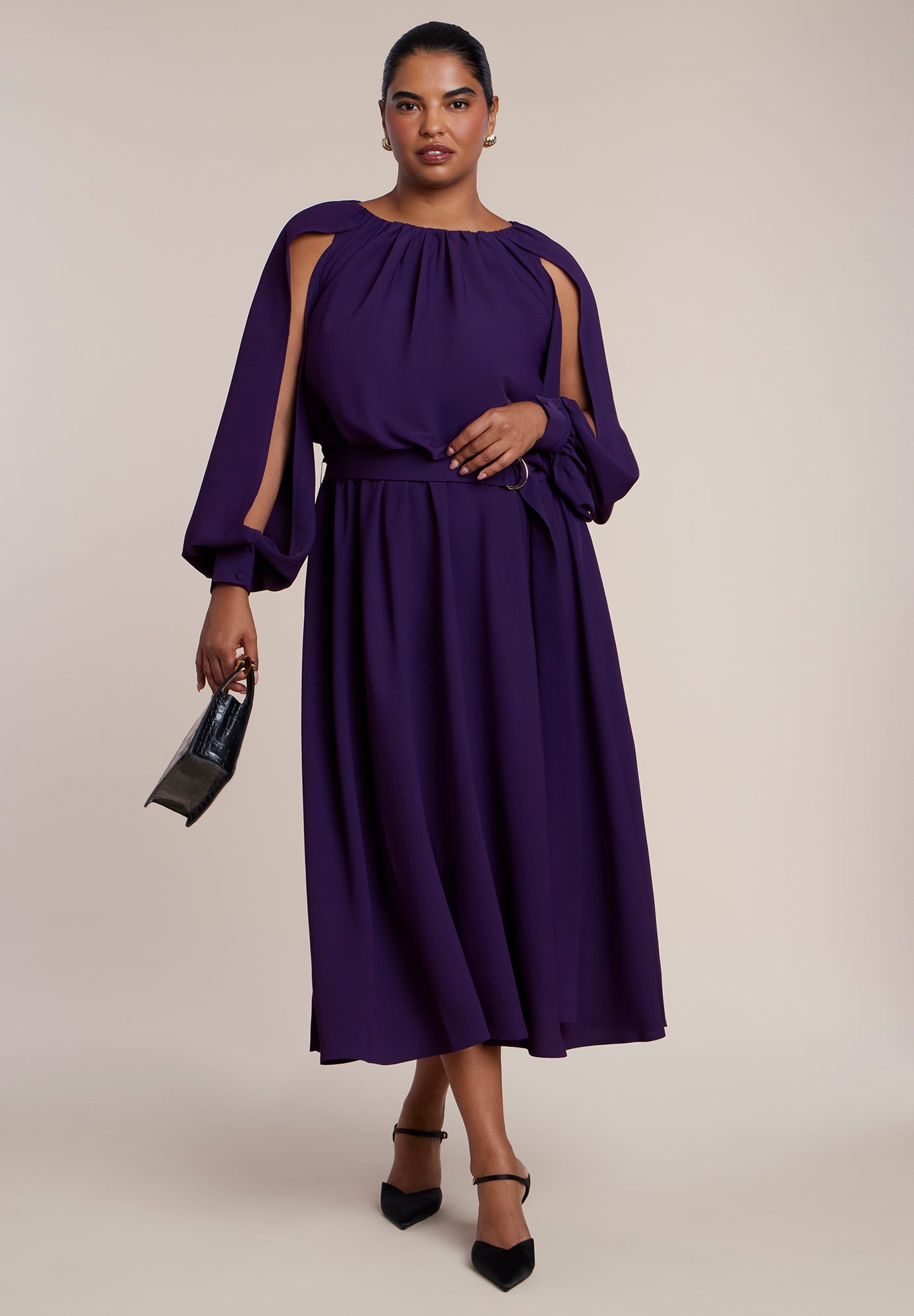 Sleeve Detail Belted Maxi Dress image number 0