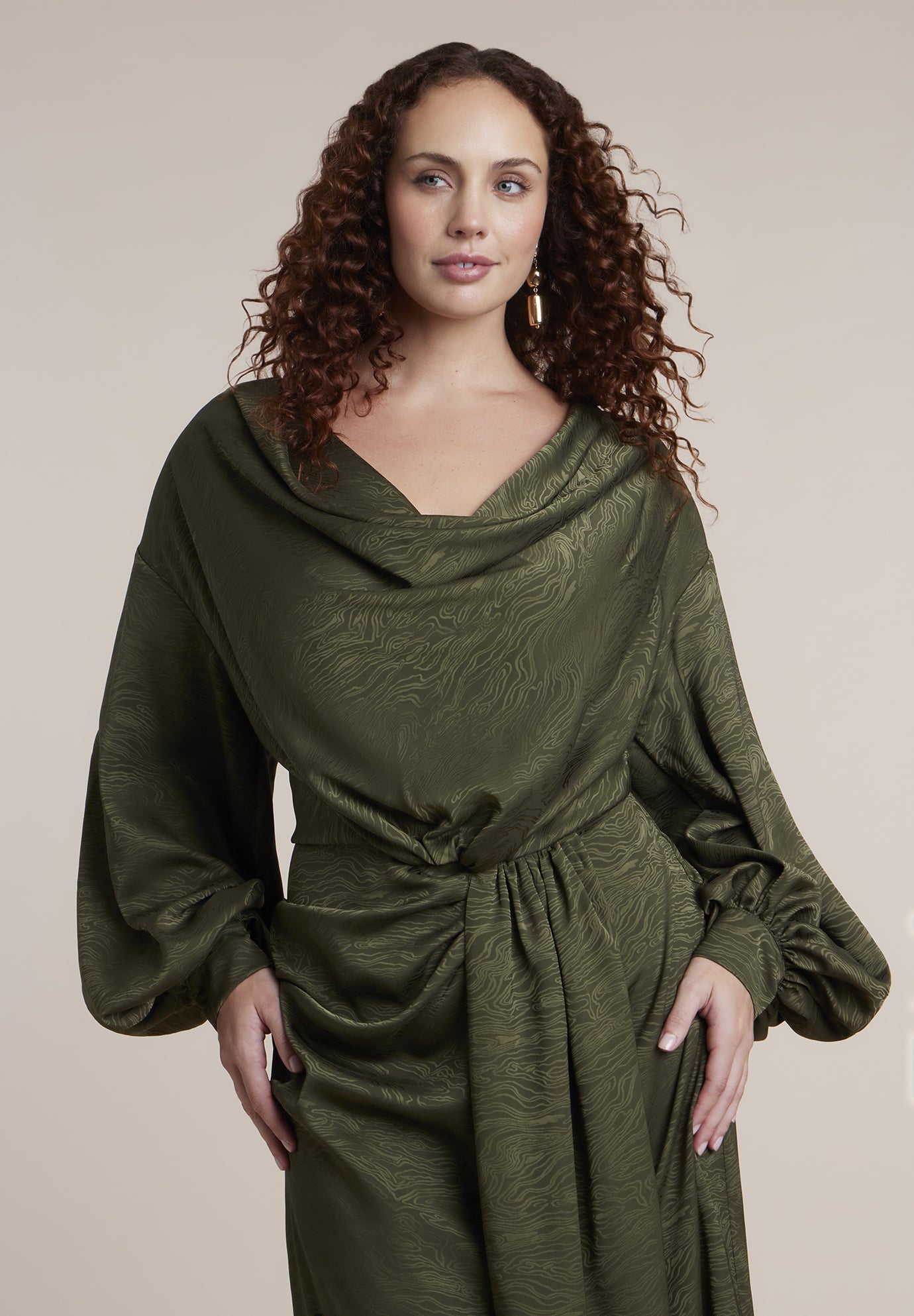 Draped Jacquard Maxi Dress image number 3