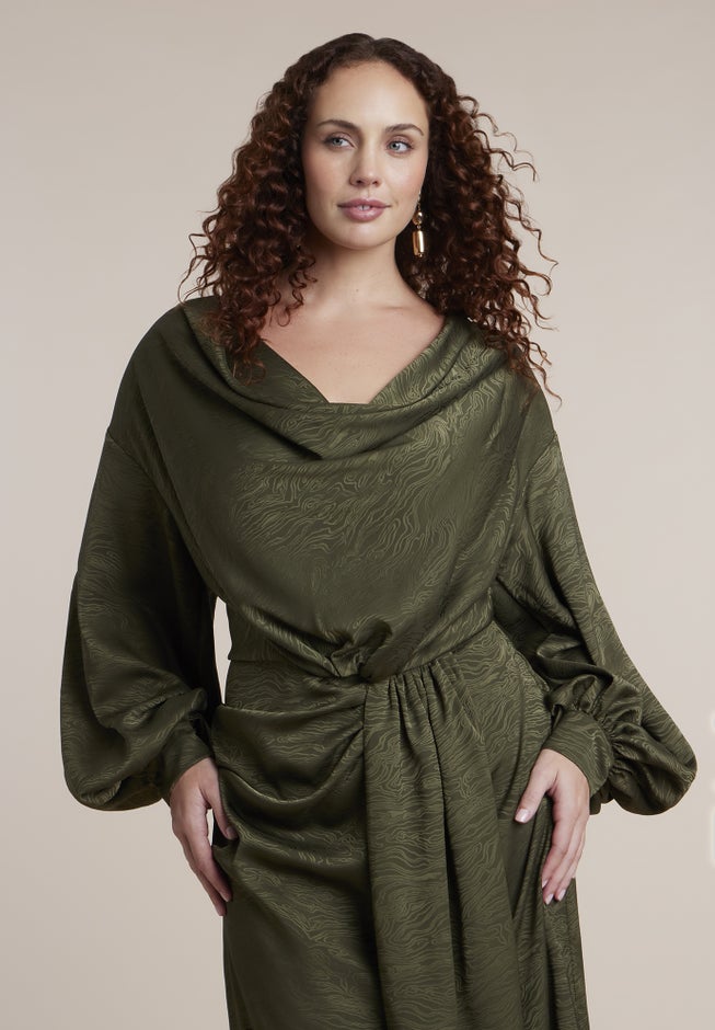 Draped Jacquard Maxi Dress image number 3