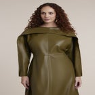 Rounded Sleeve Faux Leather Maxi Dress image number 2