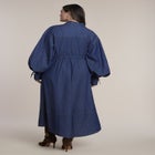 Balloon Denim Maxi Shirt Dress image number 1