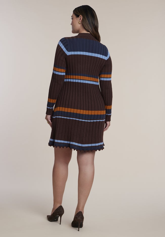 Striped Rib Knit Mini Dress image number 1