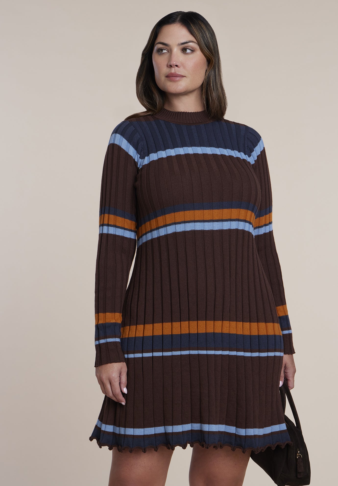 Striped Rib Knit Mini Dress image number 3