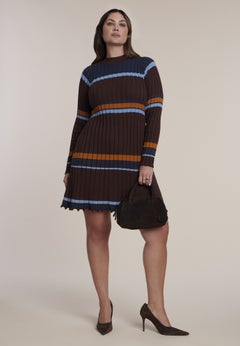 Striped Rib Knit Mini Dress