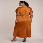 Flutter-Sleeve Satin Midi Dress image number 2