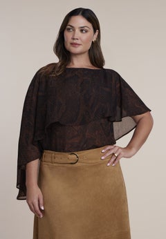 Asymmetrical Chiffon Cape Top