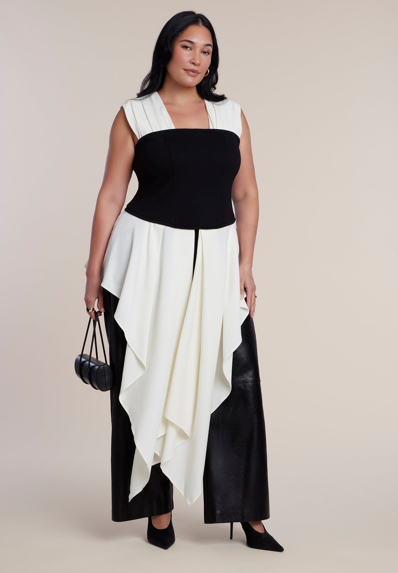 Mixed-Media Draped Tube Top image number 1