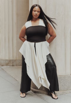 Mixed-Media Draped Tube Top