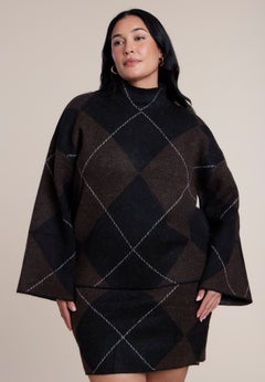 Mockneck Intarsia Sweater