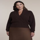 Overlapped Collar Ribbed Sweater image number 0