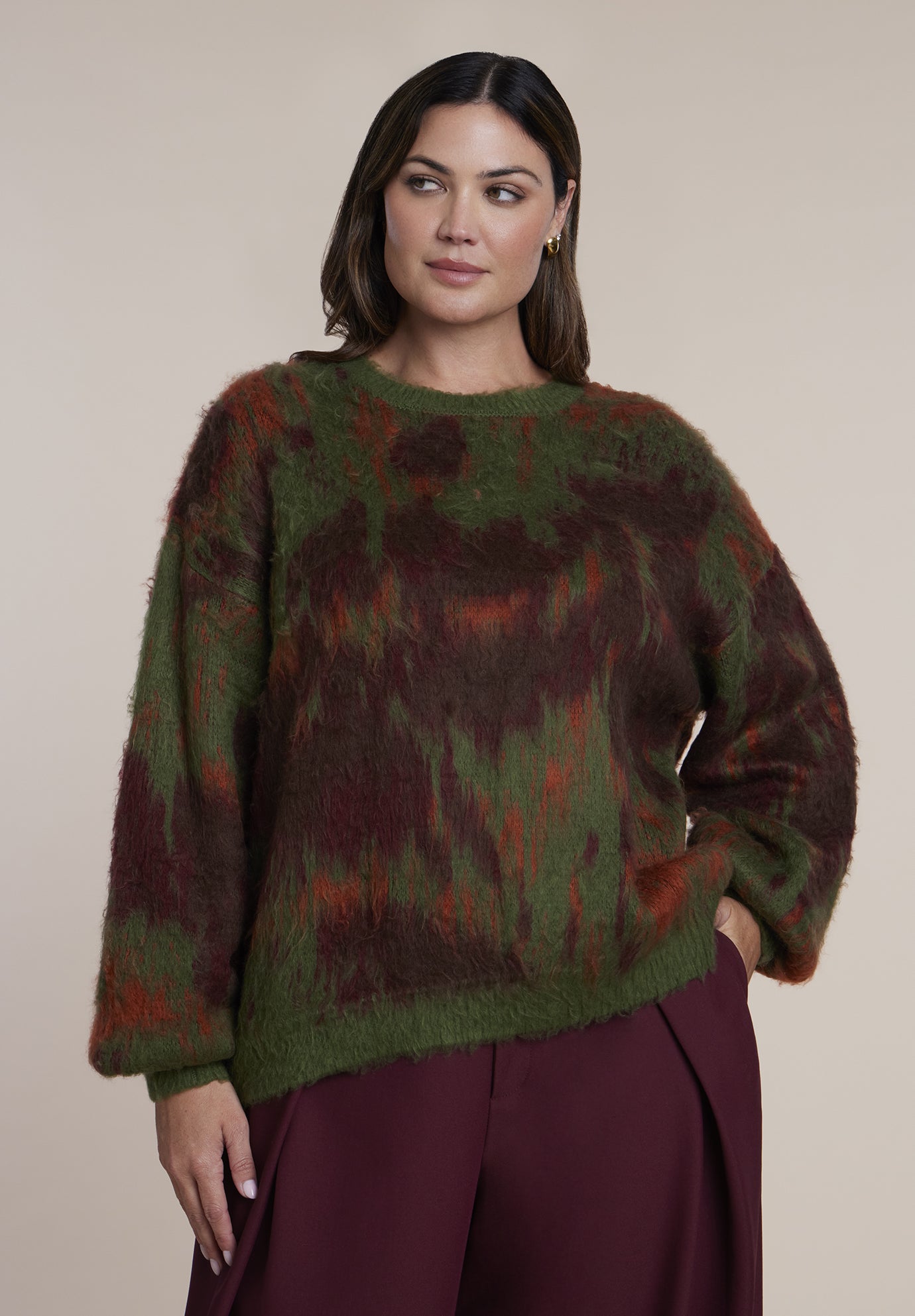 Brushed Intarsia Sweater image number 1