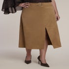 Belted Faux Suede Midi Skirt image number 2