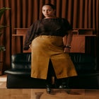 Belted Faux Suede Midi Skirt image number 0