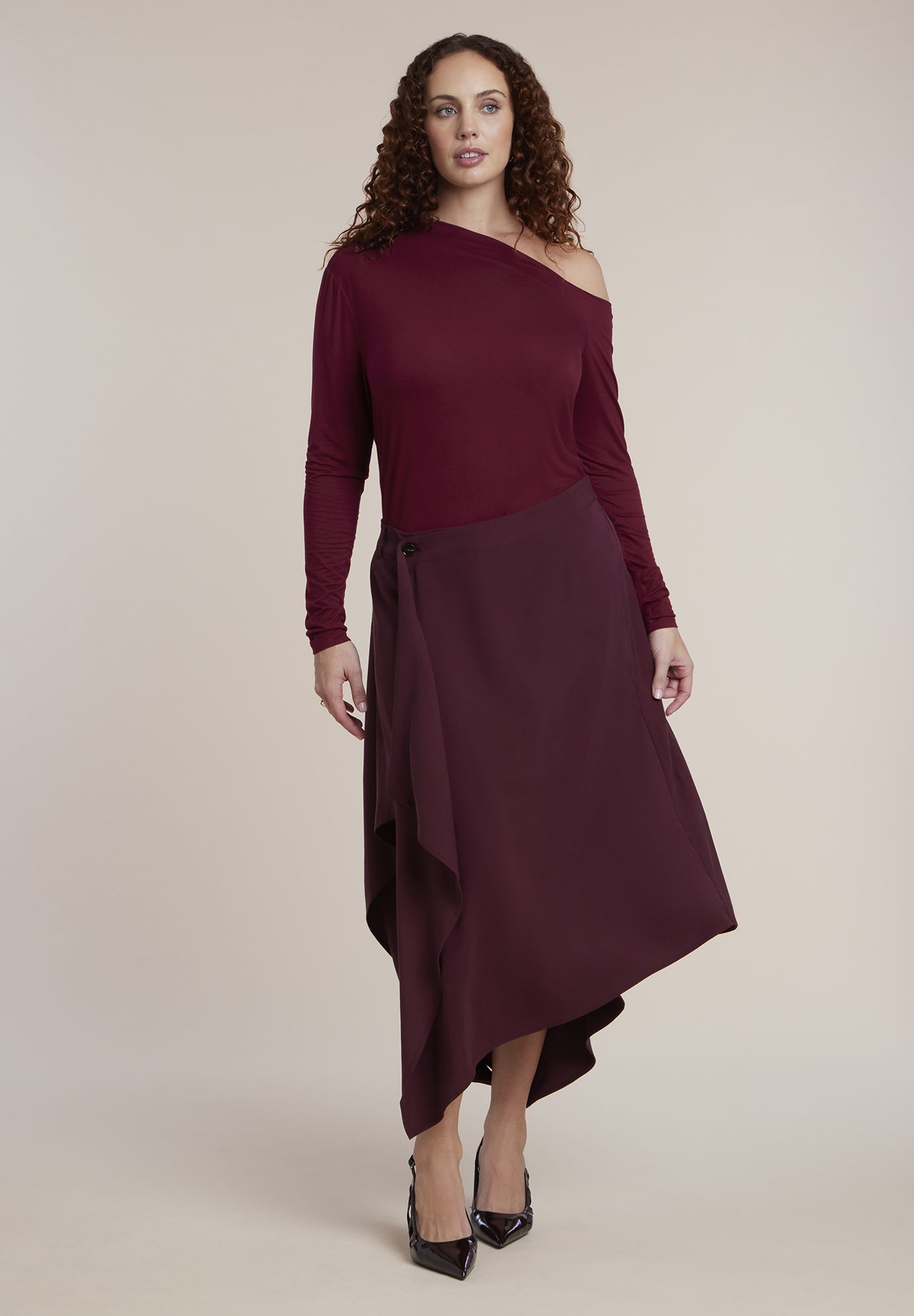 Layered Drape Midi Skirt image number 0