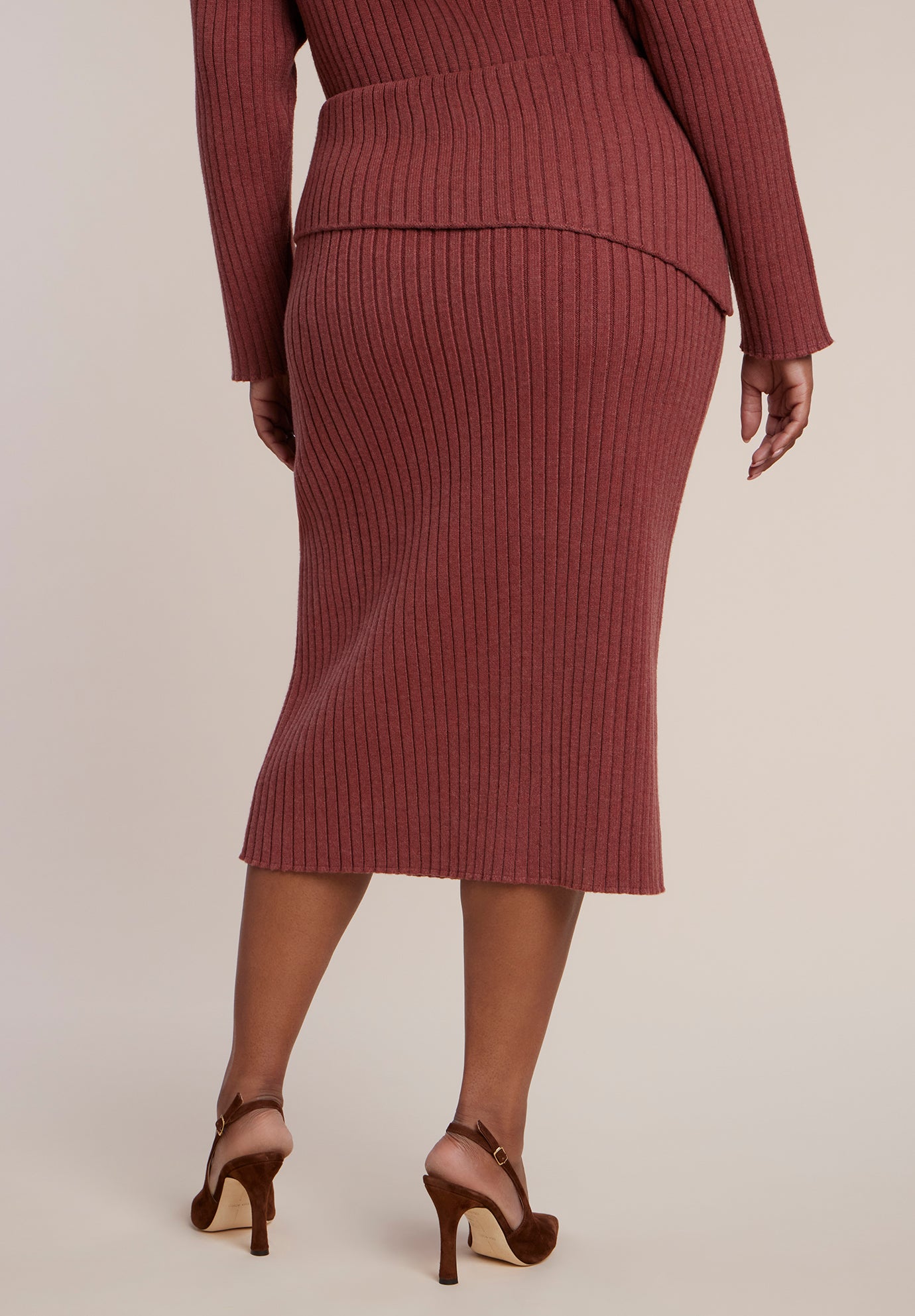 Foldover Rib Knit Midi Skirt image number 3