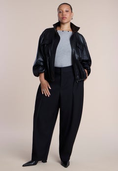 Pleat-Detail Tailored Barrel Pant