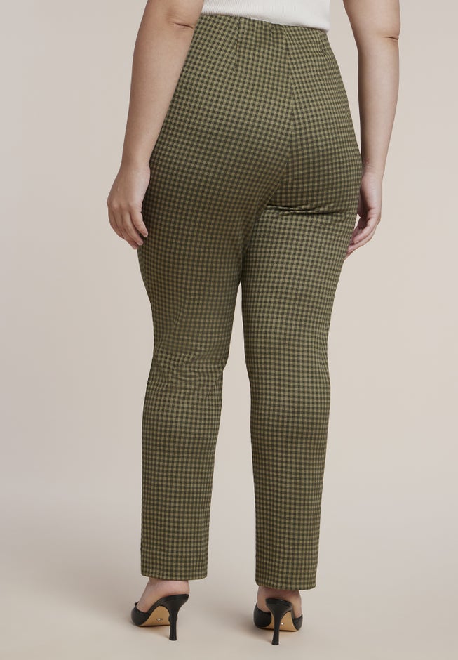 Houndstooth Fitted Slit-Hem Pant image number 2